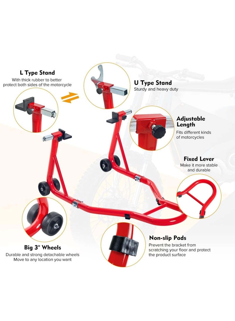 حامل رافعة العجلة الخلفية للدراجات النارية العالمي 850 رطلاً حامل سويينج آرم بادوكك حامل أحمر U+L - Image 4